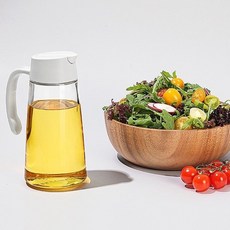 x Mistifi自動開合油壺家用廚房調料瓶不掛油玻璃防漏裝油醬油醋壺 600ml四色可選, 1個, 潔淨白