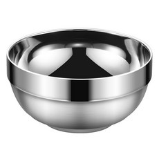 304不鏽鋼雙層隔熱碗 寶寶飯碗湯碗餐碗 多功能防燙易收納, 銀, 1個, 不鏽鋼碗, 14CM