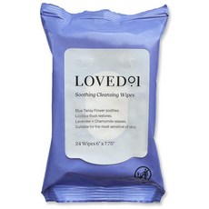 Loved01 수딩 클렌징 물티슈 민감한 피부용 메이크업 리무버 세럼 같은 마감 라벤더 향 24장 224841, Loved01 수딩 클렌징 물티슈, 민감한 피부용 클렌, 1개