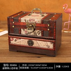 앤틱 화장품경대 원목화장품정리함 고가구경대 수납함 미니화장대 거울, 1개, 자물쇠가 있는 우표