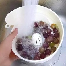 루베이 다기능 회전식 과일야채 세척그릇 효율적 세정 잔류물 제거 과일/채소, 노란색, 1개