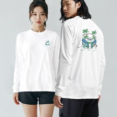 [S-2XL] 누이브 남여공용 오버핏 래쉬가드 긴팔티 비치웨어 수영복 상의 2컬러