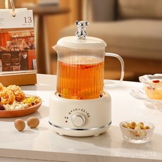 臺灣出貨 多功能花茶壺養生杯迷你養生壺辦公室玻璃家用小型電燉杯煮茶送禮 VAEM, 旋鈕款,600ML彩盒裝