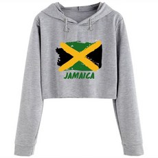 자메이카 디자인 자르기 후드 여성 고스 그런지 하라주쿠 애니메이션 풀오버 For Girls