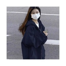 灰色連帽外套女春秋薄款韓系慵懶美式寬松連帽拉鏈開衫上衣寬鬆連帽夾克外套運動休閒風學生日韓舒適休閒風氣質通勤外套