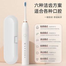 台灣出貨 德國聲波電動牙刷 學生成人情侶款軟毛防水充電全自動牙刷軟毛家用 智能電動牙刷 充電電動牙刷 IPX7防水牙刷, 簡約白【全身水洗丨續航超60天】,USB慢充【1個刷頭】體驗裝丨無包裝, 1個
