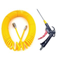 노랑코일 에어호스 8파이 7.5M + 고급 PVC에어건 100, 1개, 본품(배터리없음)