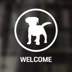 디자인황소 픽토그램 스티커 매장 카페 데코 시트지 레터링 07 반려동물출입가능, 1개, 07 WELCOME 원형 영어 화이트