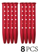 TRALOW 4/8개 중형 U자형 알루미늄 합금 못 캠핑 비치 텐트 앵커 모래밭 및 눈밭에서 고정용, 02 8pcs Red, 02 8pcs Red