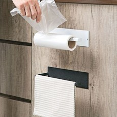 행주 키친타올걸이 부착식 키친타올홀더 수건걸이 bumcmc_63201659, 블랙, 1개