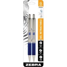 Zebra 펜 STEEL G402 접이식 젤 05mm 미세한 점 매끄러운 파란색 잉크 얼룩이나 얼룩이 없는 빠른 건조 사무실 학교용 리필 가능한 스테인리스 스틸 필기 2팩49922