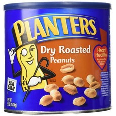 플랜터스 바다 소금으로 만든 건조 로스팅 땅콩 52온스 용기 Planters Dry Roasted Peanuts Made With Sea Salt 52 Ounce Container, 1.474kg, 1개