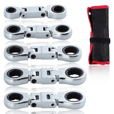 SPEEDWOX 5P 미니 플렉스 헤드 더블박스 래칫 렌치 세트 (8*10mm 12*13mm 14*15mm 16*18mm 17*19mm) 나노 메트릭 콤비네이션 스패너, 5개
