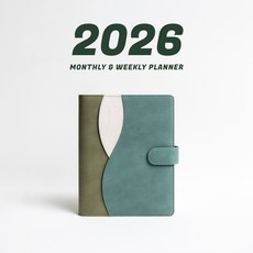 WAVY 프리미엄 6공 비즈니스 2026년 날짜형 다이어리, 올리브 그린 (날짜형)