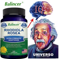Rhodiola Rosea 보충제 1000 mg - 채식 캡슐 - 최대 강도 Rhodiola rosea 뿌리 추출물은 원시 에너지 뇌 기능 및 스트레스 완화를 향상시킵니다., 60캡슐, 1개, 60정
