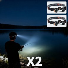 MNPP 초경량 업그레이드 미니 헤드랜턴 등산 해루질 낚시용 LED 2모드 라이트, 블랙, 2개