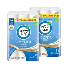 깨끗한나라 순수 프리미엄 슈퍼롱 40m x 30롤 x 2, 1개
