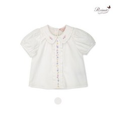 페리미츠 여아용 통기성 자수 프릴 WH블라우스 P2521B391