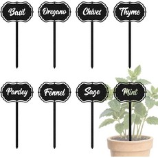 컷홀로우 8PCS 금속 식물 마커 야외 실내용 식품 향신료 스테이킹 3.5x7 방수 귀여운 정원 라벨 농가 온실 장식용 표지판 - 재미있는 가꾸기 선물, Food Spices