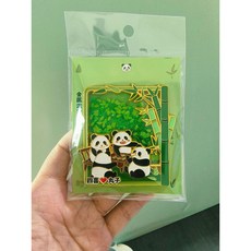 中國風金屬熊貓冰箱貼 國潮款熊貓流沙冰箱貼陶瓷冰箱貼冰箱磁鐵可愛磁鐵吸鐵白板貼黑板貼居家裝飾, 鋅合金熊貓冰箱貼（卡紙包裝）