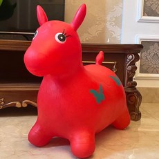 兒童充氣跳跳馬加大加厚寶寶音樂跳跳鹿精靈跳跳馬無毒玩具幼兒園, 1個, 普通馬顏色隨機送打氣筒:如圖