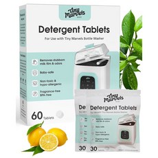 브레자 맘코지 그로운시 및 모든 브랜드와 호환되는 120PCS 병 세척기 정제 세척기용 세제, 1 Count (Pack of 60)