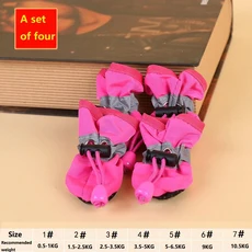 4PCS 작은 개 신발 하이킹 부츠 방수 중간 슬리퍼 강아지 XGX01, 01 7-(10.5KG), 03 Rose