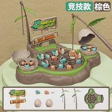 恐龍電動旋轉磁性釣魚玩具 兒童數字秤 數學啟蒙天平數字遊戲 數學加減法桌遊 數字天秤砝碼教具, 1個, 恐龍電動釣魚盤【棕色】彩盒裝
