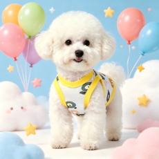 강아지 고양이 공용 귀여운 패턴 시원한 민소매 통기성 티셔츠 반려동물 옷, 베어 패턴, 1개