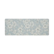 Laura Ashley - 피로 방지 주방 매트 아이리스 꽃무늬 디자인 얼룩 방수 및 변색 방지 요리 및 스탠딩 릴리프 미끄럼 방지 뒷면 치수 44.5cm x 81., 48"L x 17.5"W x 0.5"Th, Light Blue / Gray