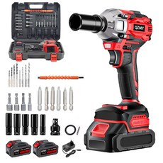 QZMY 21V 고출력 러쉬리스 모터 임팩드릴 880Nm 전동 임팩 렌치 임팩트 드릴 드라이버 마끼다 호환 4.0Ah배터리*2, 1세트