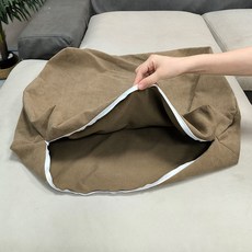 긴 형태의 거실 소파 등받이 대형 쿠션 침대용 베개 쿠션 커버 (솜 미포함) 침대 헤드 고급스러운 셔닐 소재, 60*50*15cm, 커피색(베개 커버)