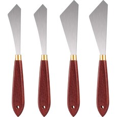 팔레트 나이프 세트 주걱 스테인리스 스틸 페인팅 혼합 스크래퍼 유화 액세서리 페인트 금속 나무 손잡이 아트 아크릴 드로 컬러 믹싱 용품4개, 4