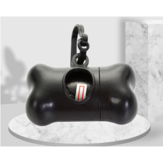 강아지 산책 배변봉투 케이스 휴대용 뼈다귀 디자인, 1개, 20개입, 블랙(케이스+봉투)