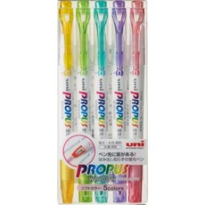 uni 미츠비시 형광펜 소프트 컬러 5색 PUS102T5CS, 단품