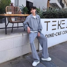 jacq 男士休閒套裝 秋季韓版兩件裝大學T套裝