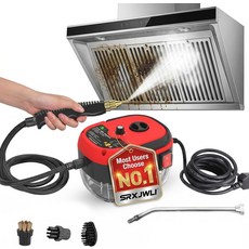 SRXJWLI 2500w 휴대용 고온 가압 스팀 클리너 고압 온도 청소기 다목적 헤비 듀티 자동차 엔진 홈 표면 000ml빨간색 부착물 포함, Red