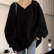 Elsso 女款寬鬆版型V領長袖T恤