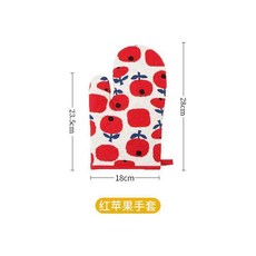 肆月萌念 棉麻防燙手套 烤箱隔熱烘焙手套, 1只紅手套, 1個