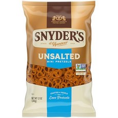 스나이더스 오브 하노버 무염 미니 프레첼 12 Oz 백 Snyder's of Hanover Unsalted Mini Pretzels 12 Oz Bag, 12온스(1팩), 1개