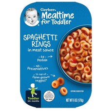 거버 릴 링 스파케티 인 미트 소스 이유식 Gerber Lil' Meals Spaghetti Rings in Meat Sauce Toddler Food 6 Oz Tray (Pac, 6개