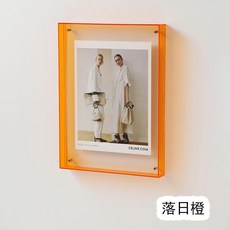 壓克力相框展示架 懸浮相框 畫框 裝裱擺臺, 1個, 橙色,11*14cm（內頁6*9cm）