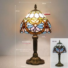 스테인드 글라스 램프 조명 인테리어 침실조명 앤틱 스탠드 북유럽, 버튼 스위치, 레드 레드 스타 바로우