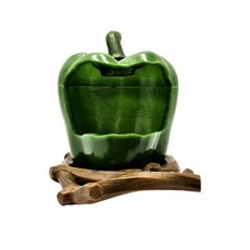 앵무새 횃대 겸용 과일모양 모이통 02 초록피망