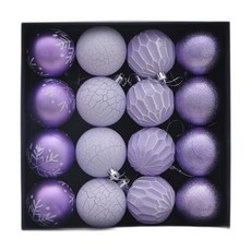 16개입 크리스마스 볼 장식 DIY 크리스마스 장식 깨지지 않는 펜던트 반짝이는 크리스마스 볼 뒷마당용 행잉, 피피, 보라