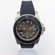 40mm 그린 316L 스테인레스 스틸 사파이어 서브마리너 사이클롭스 렌즈 시계 5Bar 방수 NH35 오토매틱 무브