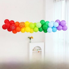 풍선 기둥 생일 장식 학업 행사 기념 장면 분위기 조성 입구, 1개, 30. 레인보우 풍선 연출 세트 [장식 도구 증정]