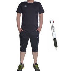 adidas 愛迪達 Logo印花運動短袖T恤+及膝短褲+雙色按壓圓珠筆