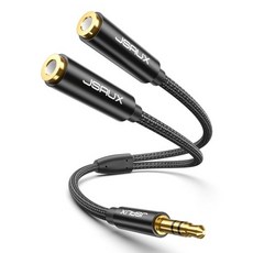 JSAUX 헤드폰 분배기 3.5mm 오디오 2여성 to 1남성 듀얼 어댑터 PS4 PS5 Xbox 닌텐도 스위치 PC 게이밍 헤드셋 휴대폰 태블릿 노트북 등 호환 레드, 0.9ft, Black, 1