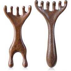 WHFDCai 2개 세트 목재 마사지 빗 다기능 손잡이 두피 도구 경혈 마사지기 관자놀이 케어 휴식 목과 등 건강 관리 2925569, WHFDCai 2개 세트 목재 마사지 빗, 다기능 휴대